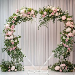 Wedding Arch Stand White Heart Shape Double Layers Wedding Backdrop Stand Metal