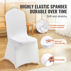 VEVOR 30PCS White Stretch Spandex Folding Chair Covers for Wedding Party Dining