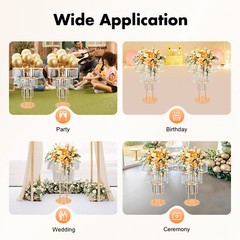 Wedding Gold Crystal Flower Stand Crystal Flower Stand Round Pedestal Stand