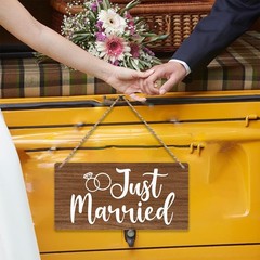 Just Married Sign Wall Hanging – Just Married Decorations Wedding Accessories –