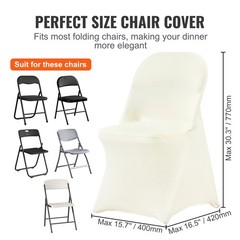 VEVOR 30/50/100PCS White Stretch Folding Chair Covers for Wedding Party Dining