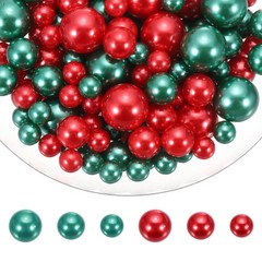 200 Pcs Pearl Bead for Vase Filler, 20/14/10mm Floating Beads(Red Dark Green)