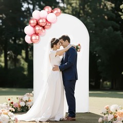 Uimoso Wedding Arch Backdrop Stand Metal 7.2ft Stand Gold Party Decor with Cover