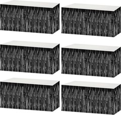 6 Pack 29×108 Inch Metallic Foil Fringe Tinsel Table Skirts Banner for Rectan…