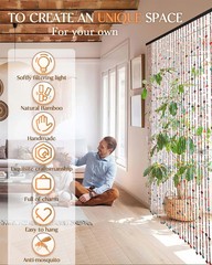 38 Strands Beaded Curtain for Doorways -35.4″x79″- Handmade Natural Beaded Cu…