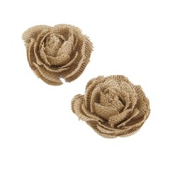 6Pcs Burlap Rose Flowers for Crafts Rustic Wedding Decor Khaki Reusable
