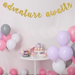 Adventure Awaits Banner, Wedding Engagement Party Bunting Decor, Congrats Gra…