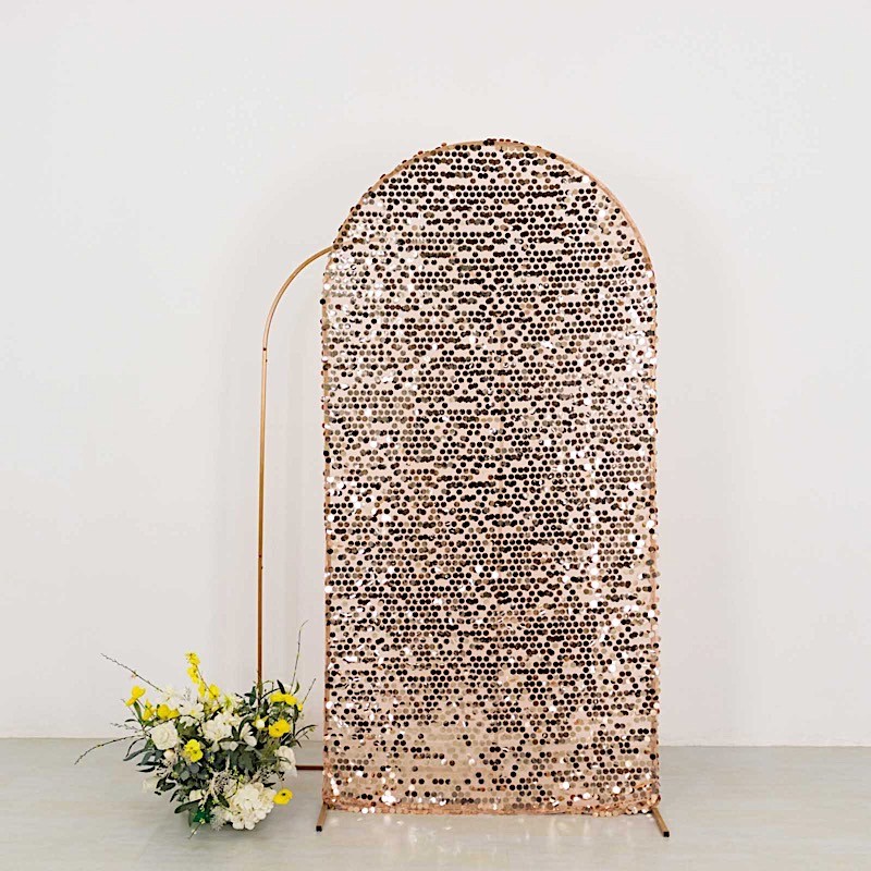 7 ft BLUSH Big Payette Sequin Fitted Round Top Wedding Arch STAND COVER Party