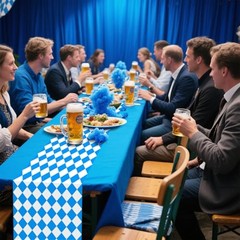 Pcs Oktoberfest Table Runner – and White Checkered Tablecloths 14 x 108″ 6 Blue