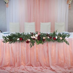 Red& White& Pink 9ft Long PP Artificial Flower Garland For Wedding Decoration