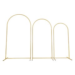 3-Piece Wedding Arch Stand Set Steel With Cotton Covers White Gold