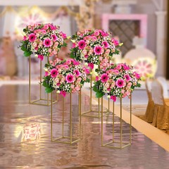 Gold Metal Column Flower Stand Wedding Party Backdrop Centerpiece Rack 4Pcs US