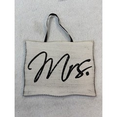 Hobby Lobby Mr and Mrs Wedding Chair Signs Gray Wood Grain Farmhouse Decor Set 2