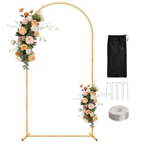 7.2FT Arch Backdrop Stand for Parties, Metal Balloon Arch kit 7.2 FT Gold