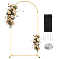 7.2FT Arch Backdrop Stand for Parties, Metal Balloon Arch kit 7.2 FT Gold