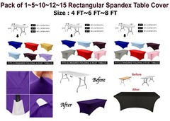 4/6/8 FT Spandex Fitted Table Covers Stretch Rectangular Tablecloths – FREE SHIP