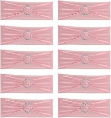 10pcs Stretch Chair Sashes Bows，Wedding Party Event Decorations- Pink