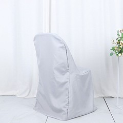 50 Silver Polyester FOLDING Flat CHAIR COVERS Wedding Party Banquet Decorations