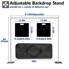 Pipe and Drape Backdrop Stand,8ft x 10ft Backdrop Stand, Adjustable Metal Hea…