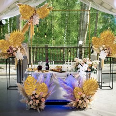 Palm Leaf Decor Plastic 20 Pack Gold Artificial Leaf Tropical Party Wedding Tabl