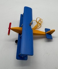 Hanging Airplane, Blue Yellow, Nursery Decor, Decorative Wooden Airplane