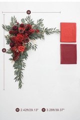 Deluxe Wedding Arch Flowers with Drapes Kit Pack of 4, 2pcs Burgundy & Red