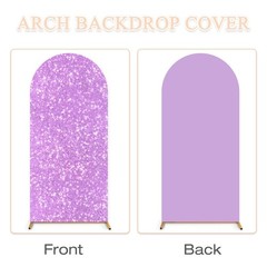 Set of 3 Lavender Spandex Wedding Arch Covers 7.2FT 6.6FT 6FT Sequin Backdrops