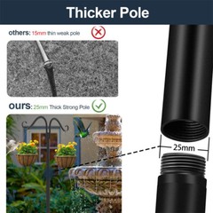 Shepherds Hooks 2 Pack Heavy Duty Two Sided Garden light Pole with 7 Base Prongs
