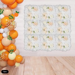12PCS Artificial Flower Wall Panels White Artificial Flower Wall Backdrop Panels