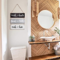 Jetec Farmhouse Bathroom Wall Decor Bath Rules Wall Art Sign Family Hanging F…