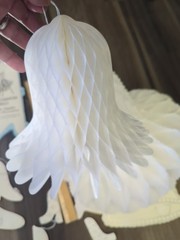 Vintage Lot Of 14 Beistle/Hallmark White/Blue Honeycomb Bells Wedding +4 Diecut