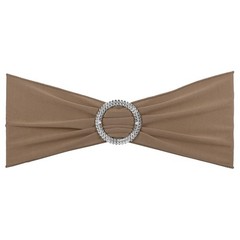 10Pcs 14″x5″ Stretch Chair Sashes Bows Chair Bands Sash with Buckle Light Brown