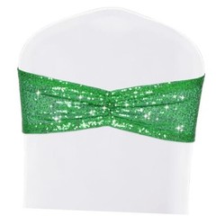 50 Pcs Sequin Chair Sashes Glitter Sequin Sashes Bands Decorative 50 PCS Green