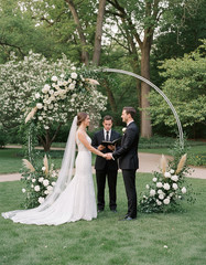 Elegant White Metal Garden Arch 6.5ft Curved Wedding Backdrop Frame