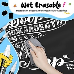 White Liquid Chalk Pens, Window Markers for Glass Washable, 6 White (5 Size)