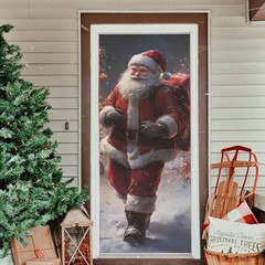 Christmas Santa Claus Door Cover, Stretch Fabric Backdrop Door 35 x 79 in