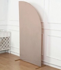 7 ft x 3 ft NUDE Matte Fitted Spandex Half Moon Arch Stand Cover Wedding