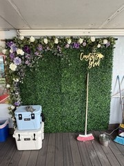 🌿 6×6 Boxwood Greenery Wall Backdrop w/ Floral Garland & Extra Panels