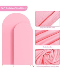 Fomcet Set Of 2 Wedding Arch Covers 6FT , 7.2FT Pink Arch Backdrop Cover 2 Sided