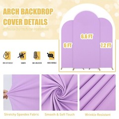 FUHSY Spandex Fitted Wedding Arch Cover Set of 3 Lavender Backdrop Arch Cover…