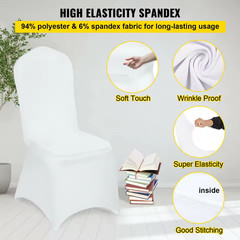 12/30/50/100 PCS White Stretch Spandex Folding Chair Cover for Wedding Dining