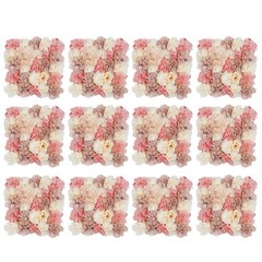 12pcs Artificial Flower Wall Panel Artificial Flower Wall Backdrop 11.81*11.81in