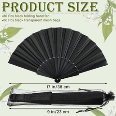 Wenqik 80 Pcs Wedding Folding Hand Fans Bulk Silk Fabric Chinese Handheld Fol…