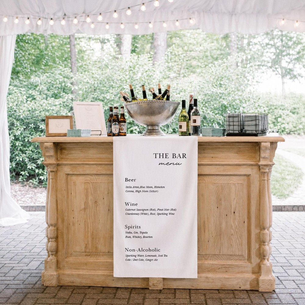 Custom Cocktail Menu Banner Wedding Bar Fabric Table Runner