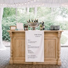 Custom Cocktail Menu Banner Wedding Bar Fabric Table Runner