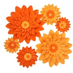 Paper Flower for Fall Autumn Thanksgiving Anniversary Birthday Wedding Orange