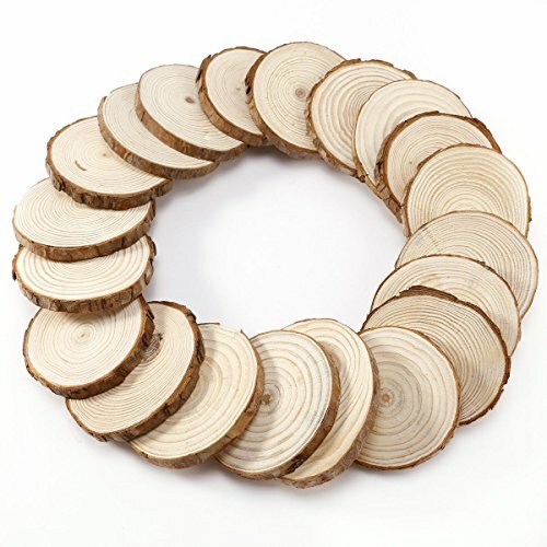 Charmed 4-5 cm unpainted Natural Round Wood Slices Pieces (Pack of 17)