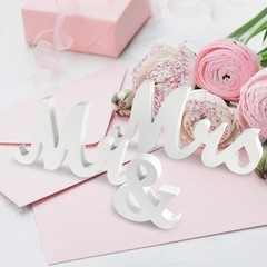 Large White Wooden Mr & Mrs Sign with Just Married Banner White Sweetheart Table