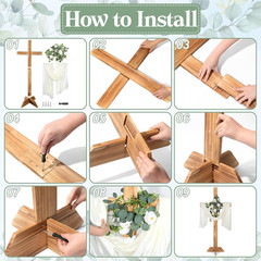 71 Inch Wedding Decorations Wedding Wood Cross and White Ribbons Eucalyptus Garl