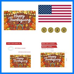 Thanksgiving Day Banner, 5.91×3.61FT, Polyester Fabric Backdrop, for Thanksgi…